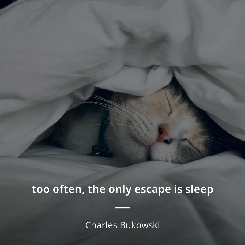 Charles Bukowski quote: “too often, the only escape is sleep”