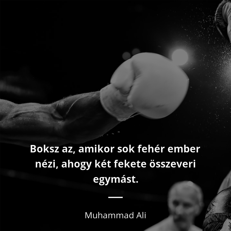 Muhammad Ali idézet: „Boksz az, amikor sok fehér ember nézi, ahogy két fekete összeveri egymást.”