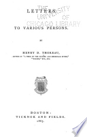 Letters to Various Persons