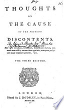 Thoughts on the Cause of the Present Discontents