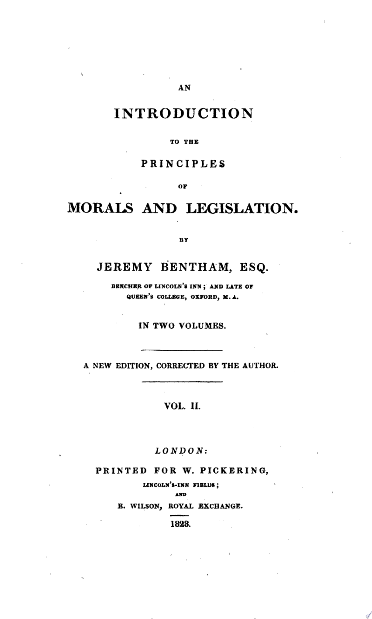 An Introduction to the Principles of Morals and Legislation