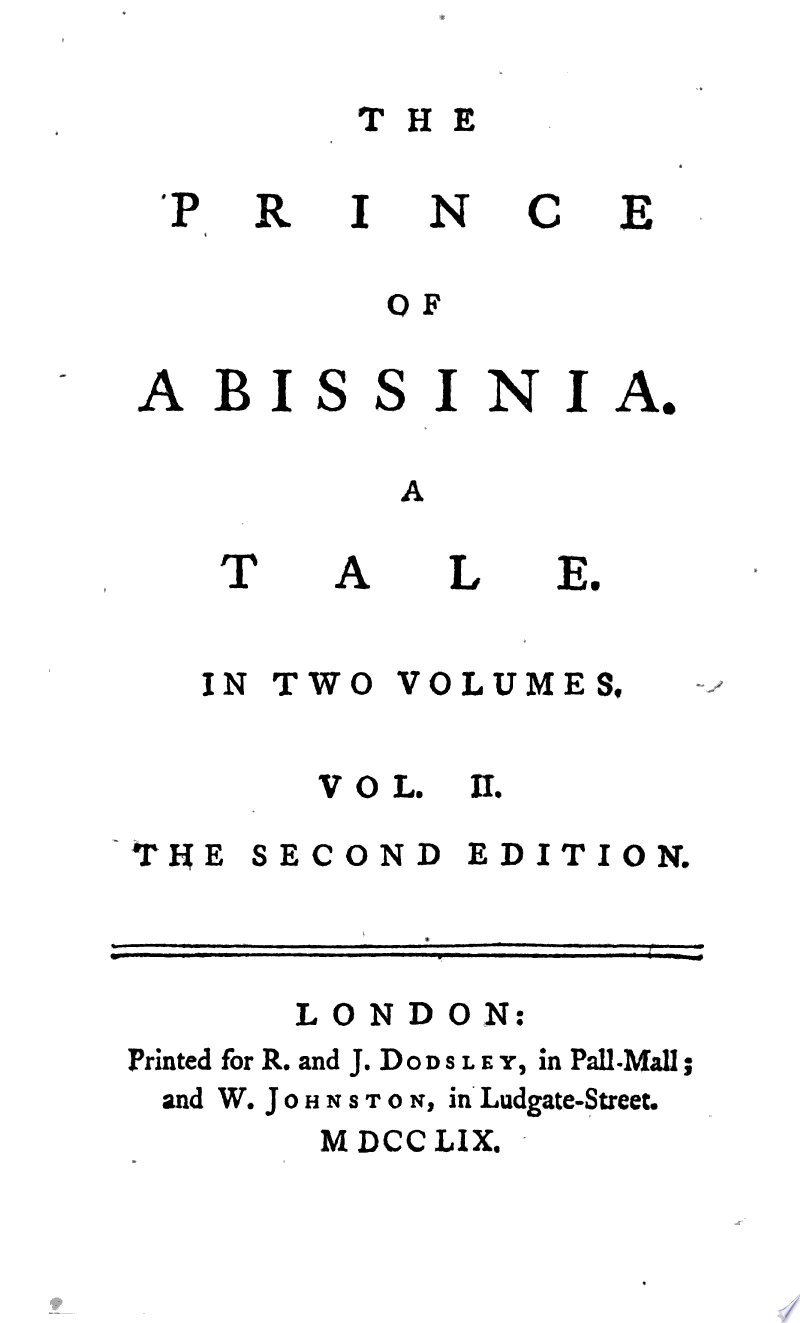 The History of Rasselas, Prince of Abissinia